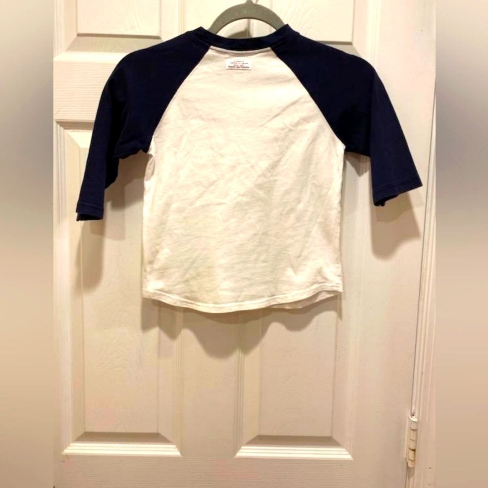 Janie and Jack Baseball Tee, kids sz (Toddler)S, white & blue.